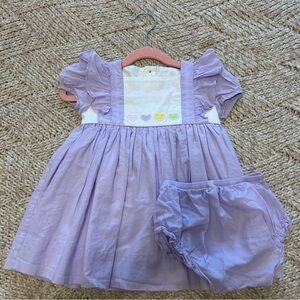 NWOT Proper Peony Ruffle Dress sleeve embroidered heart dress &Bloomers 24m